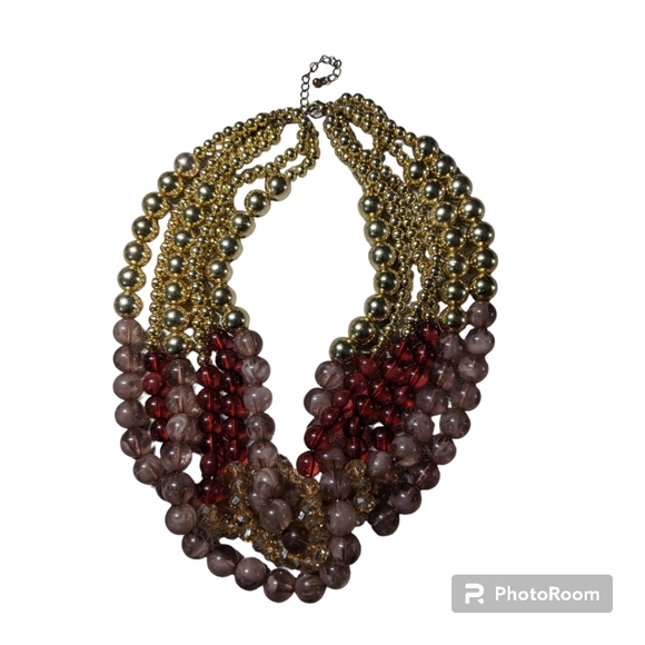 Beaded Multi-Layer Necklace, with 1 Pair of Matching Earrings. - Picture 6 of 12